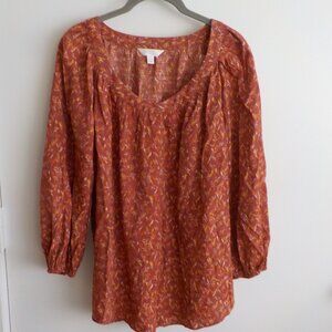 Lauren Conrad  Blouse Shirt - Large - Rust Floral Boho (707)
